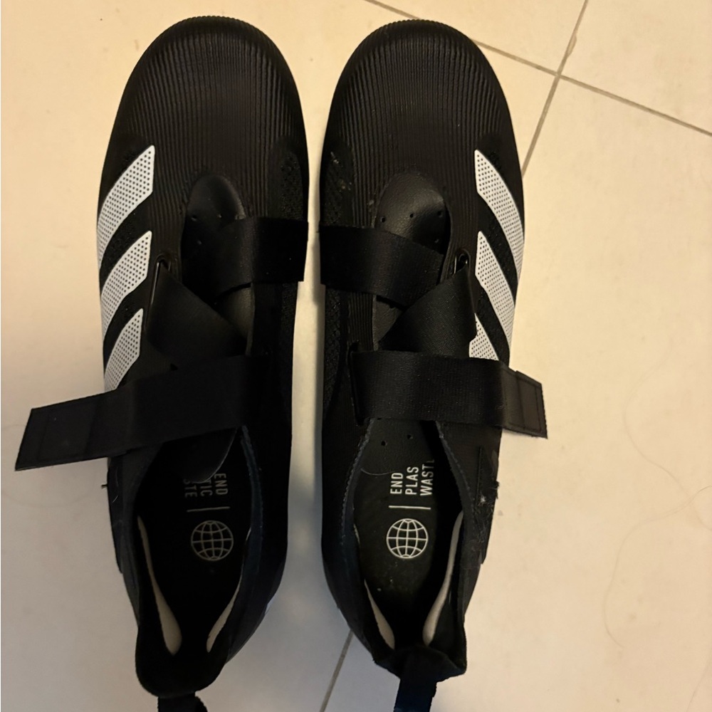 Women’s size 9 new Black and White cycling  Shoes with clips adidas